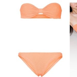 NWT Hunza G Jean crinkle-effect bandeau bikini